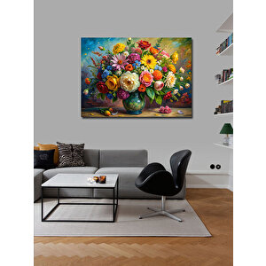 Kanvas Tablo Vazodaki Renkli Çiçekler 70x100 cm