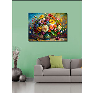 Kanvas Tablo Vazodaki Renkli Çiçekler 70x100 cm