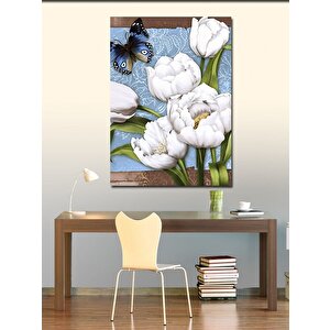 Kanvas Tablo Çiçekler Ve Kelebek 70x100 cm