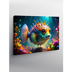 Kanvas Tablo Sevimli Renkli Balon Balığı 100x140 cm