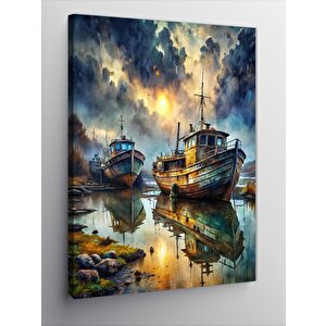 Kanvas Tablo Eski Balıkçı Tekneleri 100x140 cm