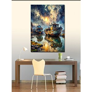Kanvas Tablo Eski Balıkçı Tekneleri 100x140 cm