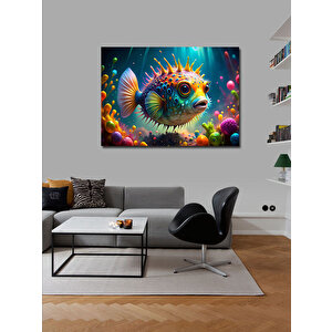Kanvas Tablo Sevimli Renkli Balon Balığı 70x100 cm
