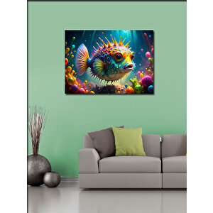 Kanvas Tablo Sevimli Renkli Balon Balığı 70x100 cm
