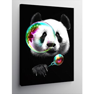 Kanvas Tablo Baloncuk Üfleyen Panda