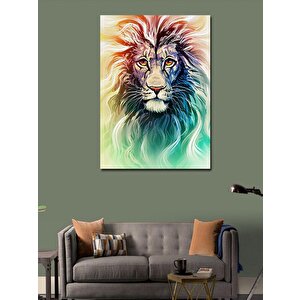 Kanvas Tablo Renkli Tüylü Aslan 100x140 cm