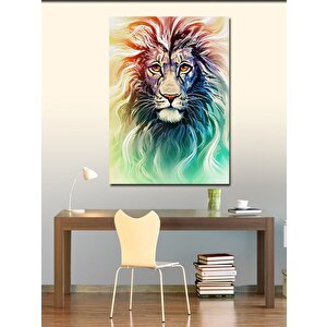 Kanvas Tablo Renkli Tüylü Aslan 100x140 cm