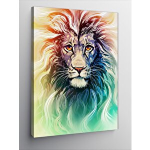 Kanvas Tablo Renkli Tüylü Aslan