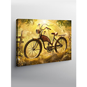 Kanvas Tablo Retro Motorlu Bisiklet 100x140 cm