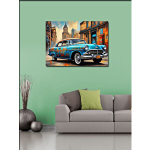 Kanvas Tablo Mavi Retro Araba 100x140 cm