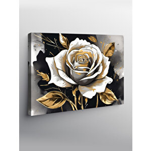 Kanvas Tablo Gold Rengi Gül 70x100 cm