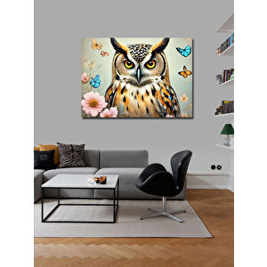 Kanvas Tablo Baykuş Ve Kelebekler 70x100 cm