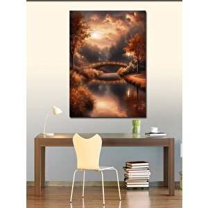 Kanvas Tablo Ormandaki Köprü Ve Göl 70x100 cm