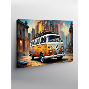 Kanvas Tablo Retro Turuncu Minibüs 100x140 cm