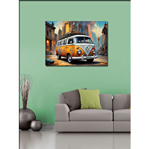 Kanvas Tablo Retro Turuncu Minibüs 100x140 cm