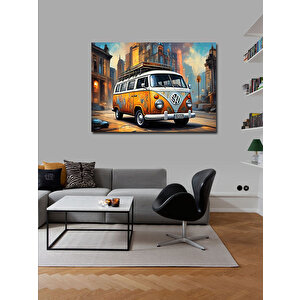 Kanvas Tablo Retro Turuncu Minibüs 100x140 cm