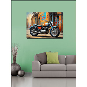 Kanvas Tablo Mavi Chopper Motosiklet