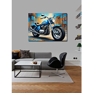 Kanvas Tablo Mavi Chopper Motosiklet