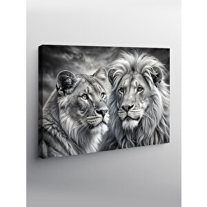 Kanvas Tablo Dişi Ve Erkek Aslan 70x100 cm