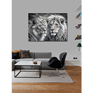 Kanvas Tablo Dişi Ve Erkek Aslan 70x100 cm