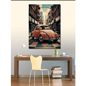 Kanvas Tablo Retro Kırmızı Araba 70x100 cm