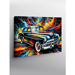 Kanvas Tablo Siyah Retro Klasik Araba 100x140 cm