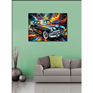 Kanvas Tablo Siyah Retro Klasik Araba 100x140 cm