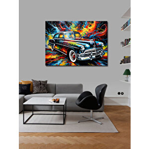 Kanvas Tablo Siyah Retro Klasik Araba 100x140 cm