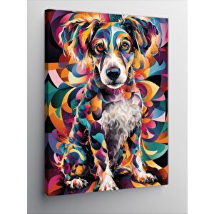 Kanvas Tablo Renkli Boyalı Köpek
