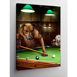 Kanvas Tablo Bilardo Oynayan Köpekler