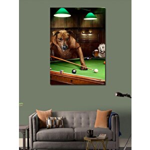 Kanvas Tablo Bilardo Oynayan Köpekler