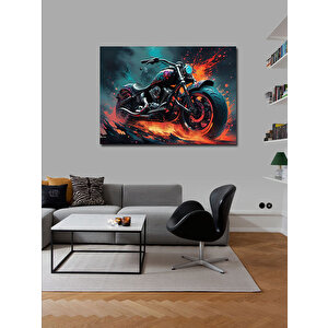 Kanvas Tablo Alevler Ve Motosiklet
