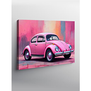 Kanvas Tablo Retro Pembe Kaplumbağa Araba 100x140 cm