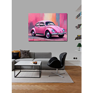 Kanvas Tablo Retro Pembe Kaplumbağa Araba 100x140 cm