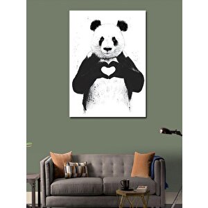 Kanvas Tablo Kalp Yapan Panda