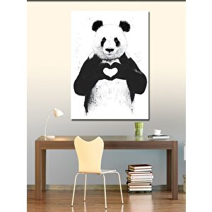 Kanvas Tablo Kalp Yapan Panda