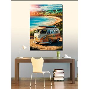 Kanvas Tablo Deniz Kenarı Ve Retro Minibüs