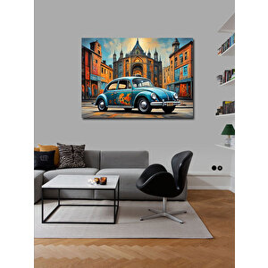 Kanvas Tablo Retro Kaplumbağa Araba 100x140 cm