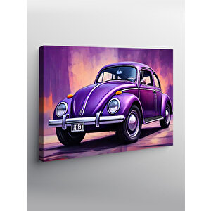 Kanvas Tablo Retro Mor Kaplumbağa Araba 100x140 cm