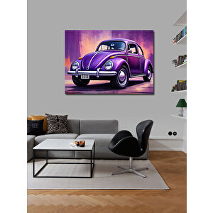 Kanvas Tablo Retro Mor Kaplumbağa Araba 100x140 cm