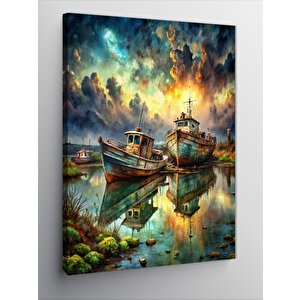 Kanvas Tablo Balıkçı Tekneleri 70x100 cm