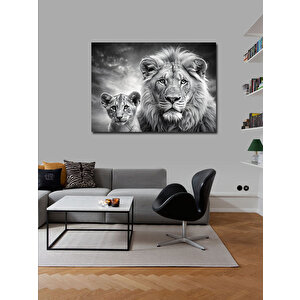 Kanvas Tablo Anne Ve Yavru Aslan 100x140 cm