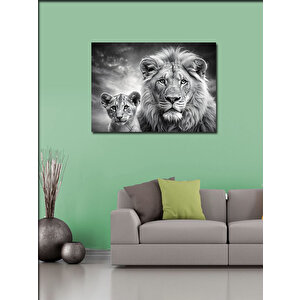 Kanvas Tablo Anne Ve Yavru Aslan 70x100 cm