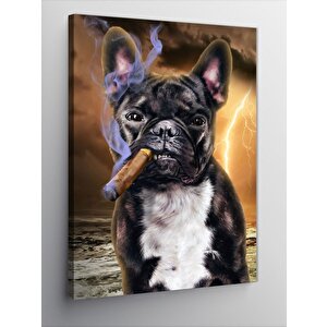 Kanvas Tablo Sigara İçen Köpek 100x140 cm