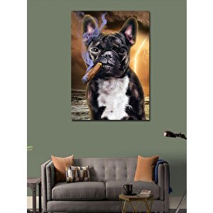 Kanvas Tablo Sigara İçen Köpek 100x140 cm
