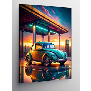 Kanvas Tablo Retro Kaplumbağa Araba