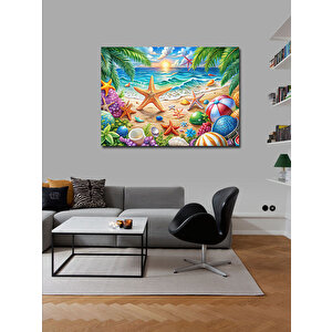 Kanvas Tablo Deniz Yıldızları Ve Sahil 70x100 cm