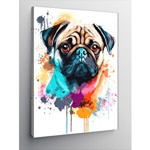 Kanvas Tablo Renkli Pug Köpek