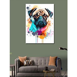 Kanvas Tablo Renkli Pug Köpek