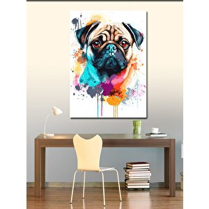 Kanvas Tablo Renkli Pug Köpek